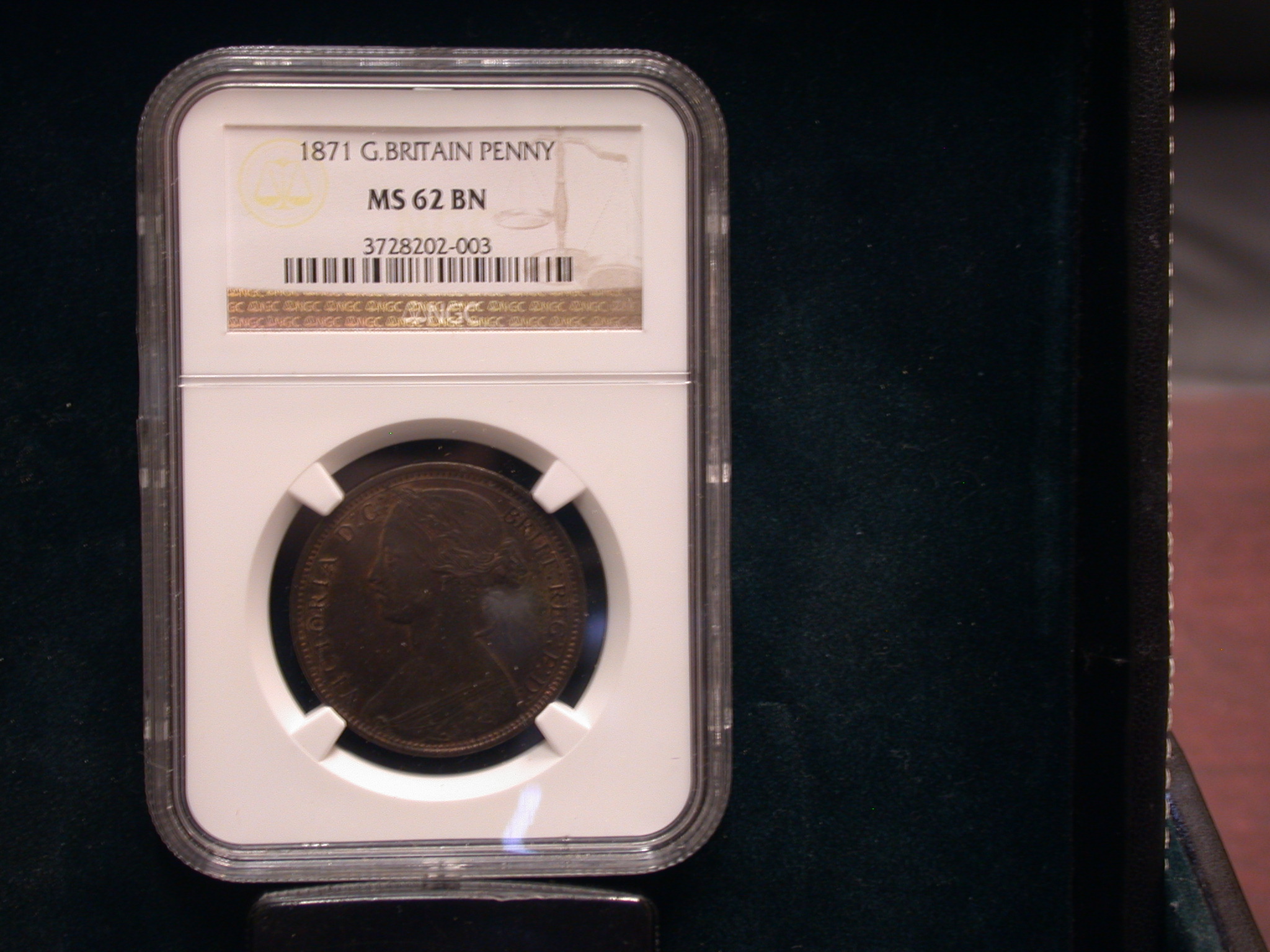 1871 Great Britian Large Penny MS 62 Brown! - Click Image to Close